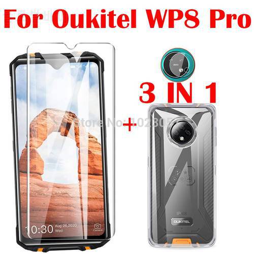 3-in-1 Case + Camera Tempered Glass On OUKITEL WP8 Pro NFC ScreenProtector Glass For OUKITEL WP8 Pro 6.49inch 2.5D Glass