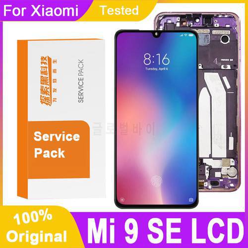 100% Original For 5.97 Xiaomi MI 9 SE Mi9 Se Amoled LCD Display Screen With Frame+Touch Screen Digitizer For MI 9Se Display