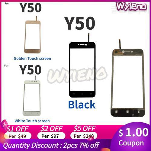 Wyieno Black/White/Golden Sensor Screen For Wiko Y50 Touch Screen Digitizer Glass Panel Touchpad +Tracking