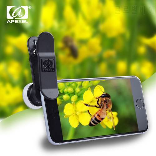APEXEL HD 2 in 1 Functions Phone Camera Lens Fixed 12X Macro + 24X Super Macro Lens Kit Universal For iPhone Android Smartphones