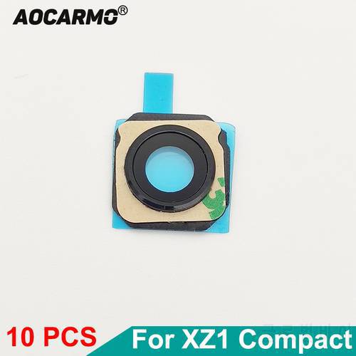 Aocarmo 10Pcs For Sony Xperia XZ1 Compact XZ1mini XZ1C G8441 G8442 Back Rear Camera Len Glass With Ring Frame Adhesive Sticker