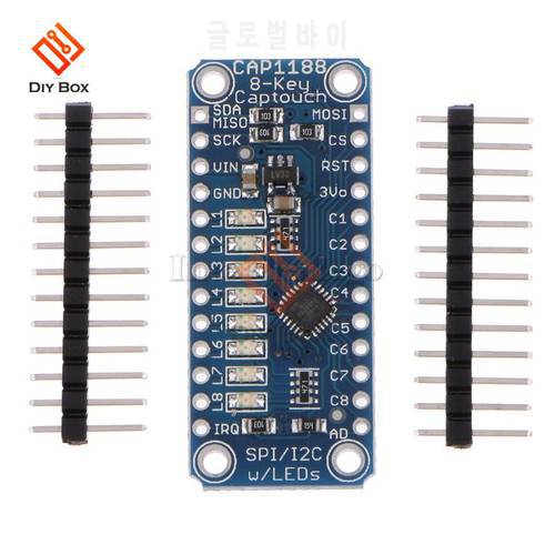 8 Key CAP1188 Capacitive Touch Sensor Module SPI I2C Captouch Sensor w/LEDs 8 Button / Key Interfaces DC 3V-5V for Arduino DIY