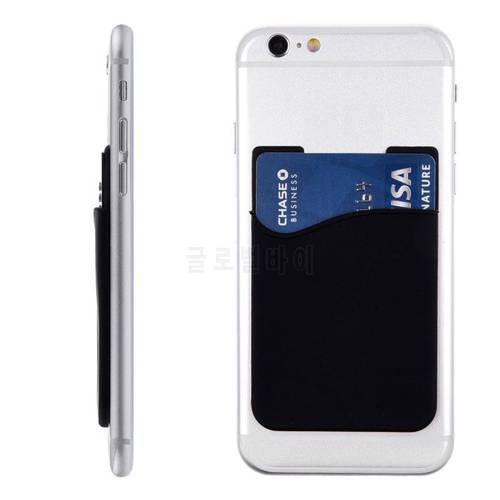 Adhesive Sticker Back Cover Card Holder Case Pouch For Mobile Phone Cellphone Black Soft Adhesive Phone Wallet Phone Accessories