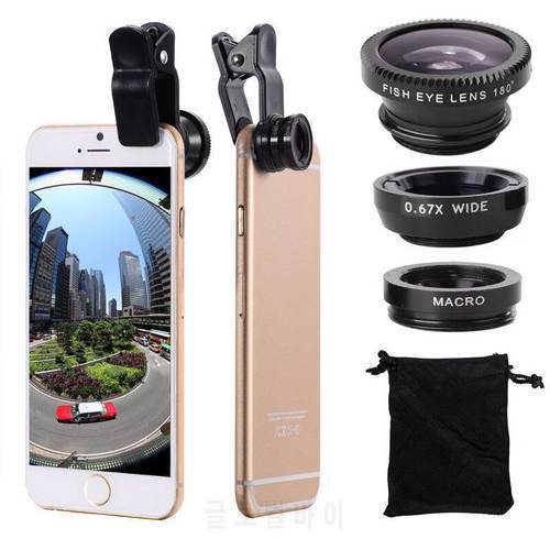 3 in 1 Universal Fisheye Wide Angle Macro Lenses Mobile Phone Lens Camera For iphone Samsung S7 S6 S5 S4 S3 Edge Note 5 4 3 2 S2