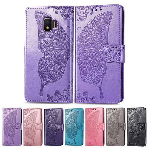 Flip Wallet Leather Case For Samsung Galaxy J2 Core Cover Butterfly Mmbossing Phone Cases For Samsung J2 Core j260 J260F Coque