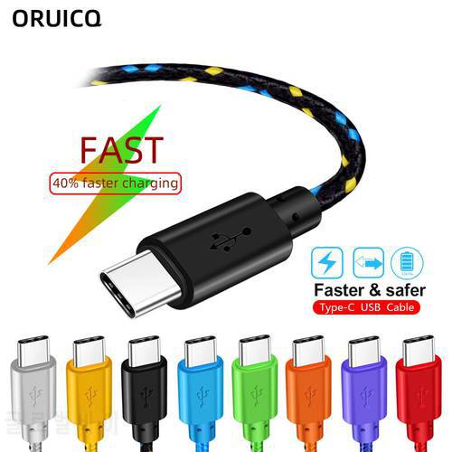 USB Type C Cable Nylon Braided 1M 2M 3M Data Sync Fast Charging USB C Cable For Samsung S9 S10 Xiaomi mi8 Huawei P30 Type-c