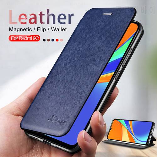 redmi9c nfs case book style luxury leather magentic flip case for xiaomi redmi 9c nfc 9a 9t coque funda redmy 9 c with nfc house