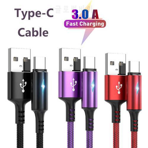 1.2M 2M USB Type C Cable for Samsung S10 S9 3A Fast USB Charging Type-C Charger Data Cable for Redmi note 8 pro USB-C Cabo Wire