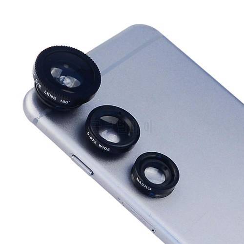 3-in-1 Wide Angle Macro Fish Eye Lens Camera Kits Smartphone Lens Wide-angle Lens Macro Lens Fisheye Lens Universal For Phones