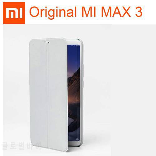 Original Xiaomi Mi Max3 case Xiaomi Max 3 Pro flip cover smart stand PU Leather phone case / Tempered glass film 8H HD Protector