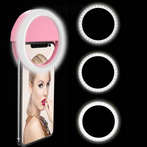 LED Selfie Ring Light USB Charge Fill Light Mobile Phone Lens Luminous Lamp Clip Ring for iPhone Xiaomi for iOS Android Phone