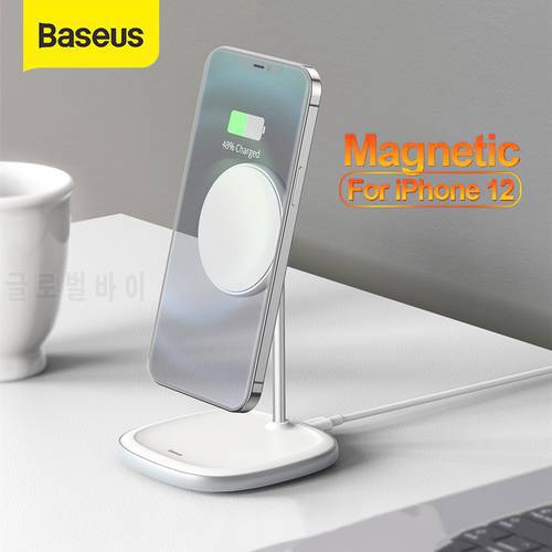 Baseus Magnetic Wireless Charger For iPhone 12 Pro Max Protable Wireless Charger For Xiaomi Samsung Desktop Phone Holder Stand