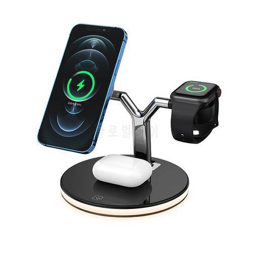 15W Desktop Stand Magnetic Wireless Charger Dock For iPhone 13 12 Pro Max 11 XS Apple Watch Fast Qi Wireless Charging Station