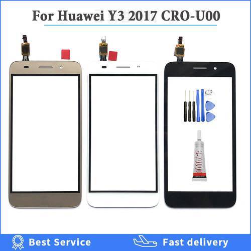 high quality touch screen For Huawei Y3 2017 CRO-U00 CRO-L02 CRO-L22 touch screen Panel digitizer Glass Lens Front Outer glass