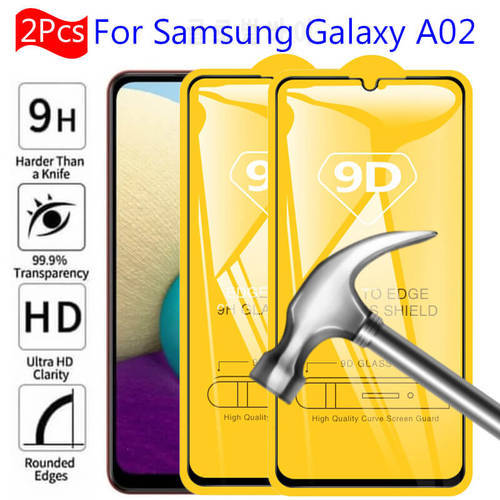 2Pcs 9D Full Glue For Samsung Galaxy A02 Protective Glass 3D Armor On Samsun A02 A12 A13 A32 A72 A53 A 02 Glass Screen Protector