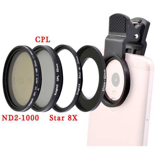 KnightX Lens Set Universal 52MM Camera filter macro lens lenses CPL ND for iphone huawei samsung galaxy android celphones