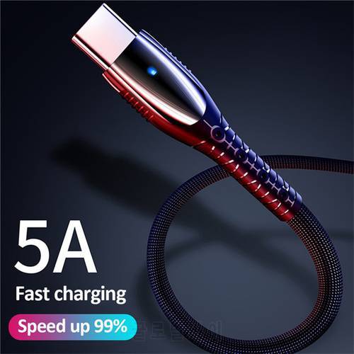 FLOVEME 5A LED USB Type C Cable For Samsung Huawei Xiaomi Micro USB Cable Fast Charging For iPhone Mobile Phone Charger Cable