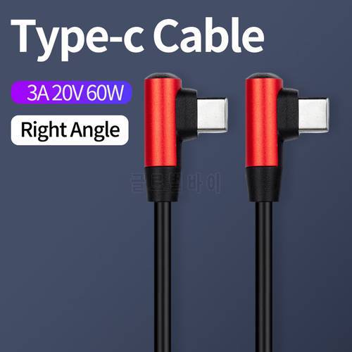 90 Degree Right Angle Type-c Wire Type c to Type c Male to Male Interface Double type-c Cables For Mobile Phone Tablet Laptop