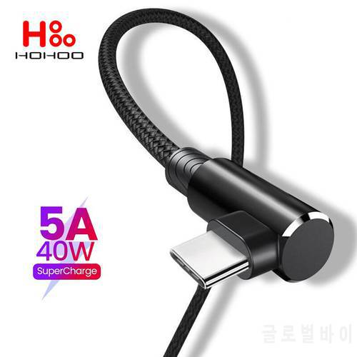 5A USB Fast Charging Cable For Xiaomi 11 pro MIX4 Redmi K40 K30 Type c Cable For Huawei P40 P50 Lite Pro Type C 90 Degree Cable