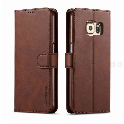 For Sasmung S6 Edge Case Flip Wallet Case On Samsung Galaxy S6 Edge Phone Case Leather Vintage Case For Hoesje Samsung S 6 Cover