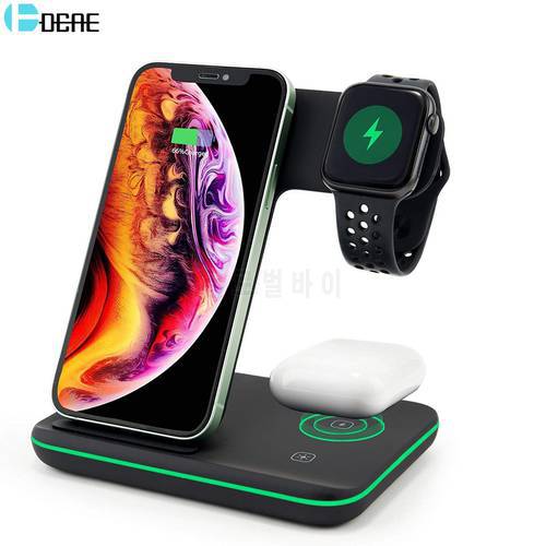 Wireless Charger Stand 3 in 1 15W Fast Charging Station for Apple Watch 8 7 6 AirPods Pro Dock For iPhone 14 13 12 11 XS XR X 8
