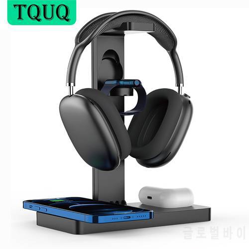 TQUQ 4 in 1 Qi Wireless Charger Multi-function Headphone Stand Headset Holder Wireless Fast Charging For Mobile Phone/Watch