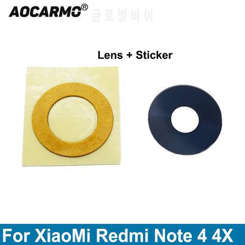 Aocarmo Rear Back Camera Lens Glass With Adhesive Sticker Replacement Part For XiaoMi Redmi Note 4 4X