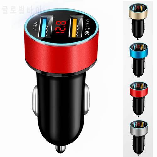 Dual USB Car Charger Adapter 3.1A Digital LED Voltage/Current Display Auto Vehicle Metal Charger For Smart Phone/Tablet