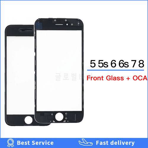 Outer glass For iPhone 5 5s 6 6s plus 7 8 Repair Parts Screen front Glass Display Front Frame + Hot Glue Bezel + OCA