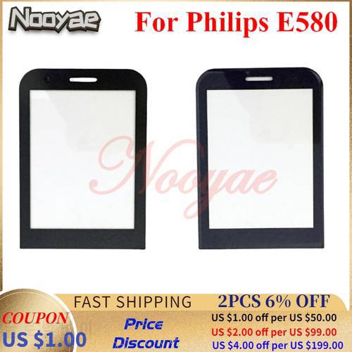 Black Front Glass Panel For Philips Xenium E580 CTE580 Glass Lens Screen ( Not Touch Screen Digitizer ) + Tracking