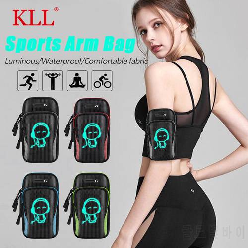 Universal 6.8&39&39 Waterproof Sport Armband Bag Luminous Running outdoor Jogging Gym Arm Band Mobile Phone Bag Case Cover Holder