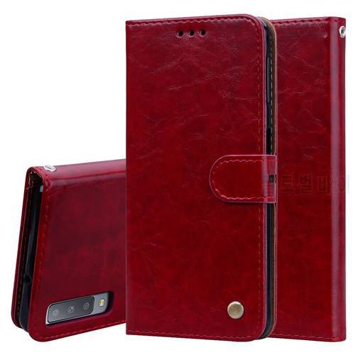 Business Leather Flip Case For Samsung Galaxy A7 2018 A750 Card Holder Case For Samsung A 7 a7 2018 a750 Wallet Case Phone Bag