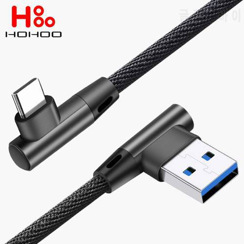 USB Type C Fast Charge Cable For Mi Poco X3 Pro Redmi K50 K40 A53 elbow Cable for Huawei mate 40 50 P40 pro lite 90 Degree Cable