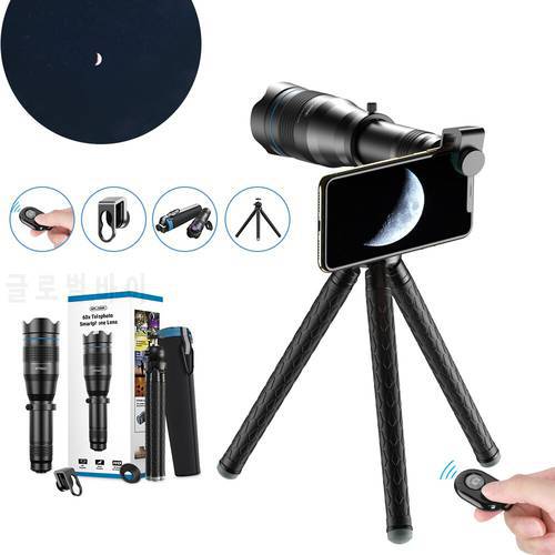 APEXEL 60X Mobile Phone Telephoto zoom Lens Monocular Telescopeastronomical+extendable tripod for iPhone Samsung all Smartphones