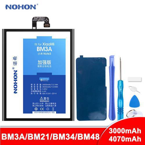 NOHON BM3A BM21 BM34 BM48 Battery For Xiaomi Mi Note Pro 2 3 Replacement Battery Note2 Note3 Lithium Polymer Bateria Free Tools