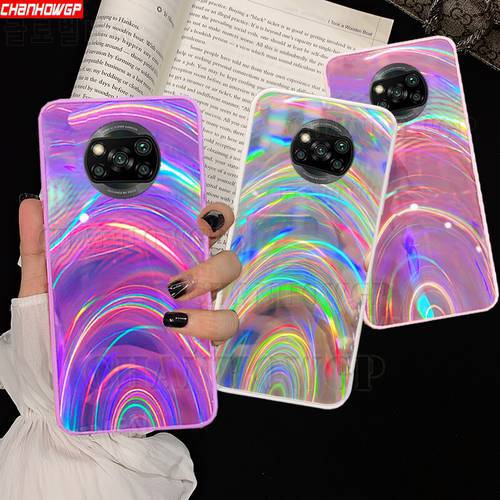 3D Glitter Rainbow Case For Xiaomi POCO X3 NFC M3 Soft Silicone Edge Laser Phone Cases For Xiaomi Pocophone X3 NFC M3 Back Cover