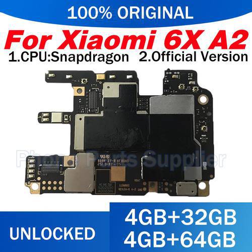Unlocked Main Mobile Board Mainboard Motherboard With Chips Circuits Flex Cable For Xiaomi A2 MiA2 MA2 Mi A2 6X MB LBS