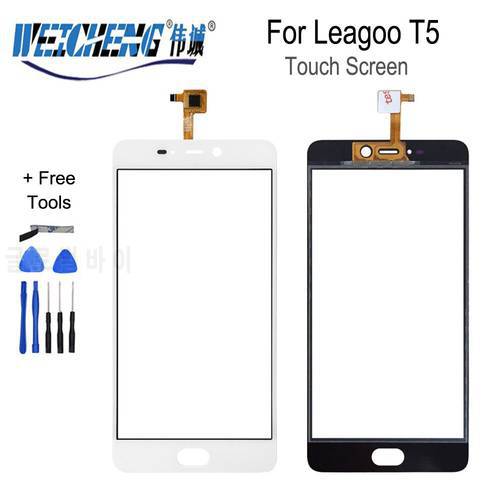 WEICHENG For Leagoo T5 Touch Screen Glass Test One By One New Glass Panel For leagoo T5 touch screen +free tools