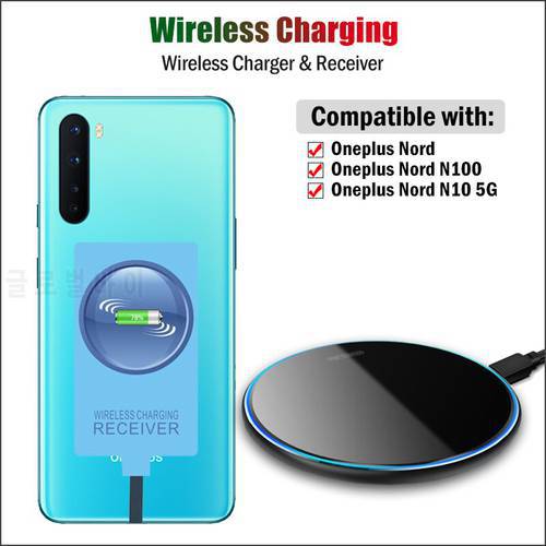 Qi Wireless Charger & Receiver for Oneplus Nord N10 N20 N100 N200 Nord 2 2T CE 5G Wireless Charging Adapter USB Type-C Connector