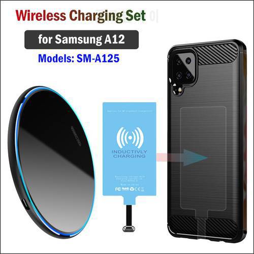Qi Wireless Charging for Samsung Galaxy A12 A125 Wireless Charger+Type-C Charging Receiver Adapter+Soft TPU Case