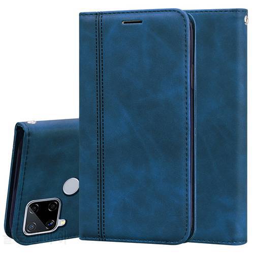 Realme C15 Case Luxury Business Magnetic Flip Case For OPPO Realme C15 Leather Wallet Cover Phone Case For OPPO Realme C15 Case