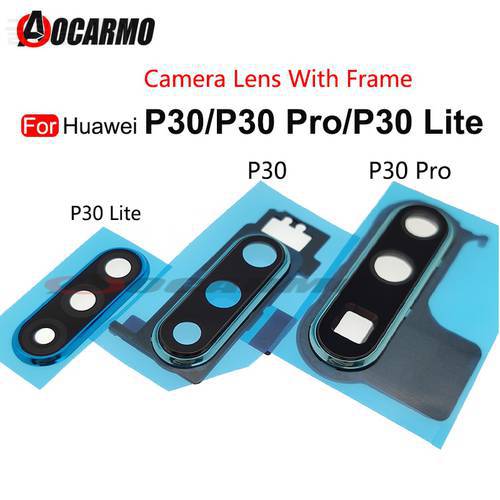 Rear Camera Glass Lens With Back Cover Frame Holder and Sticker Adhesive For Huawei P30 Pro P30 Lite Replacement Part
