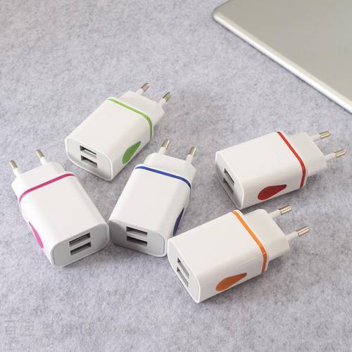 Dual USB Ports US EU Plug USB Charger Water Led Light Universal Mobile Phone Charging Adapter For IPhone Xiaomi Samsung