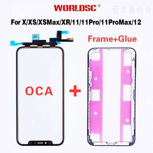 5pcs Original AAA LCD Touch Sensor Glass with Frame+OCA Glue For iPhone X XS MAX XR 11 12 Pro max Screen Cover Repairing OLED