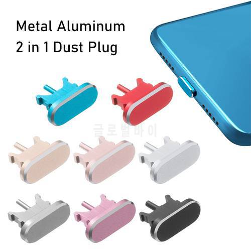 2pcs 2 IN 1 Anti Dust Plug Metal Charger Port Phone Card Pin Dustproof Cover Stopper for iPhone 12 11 Pro Max X Max 8 7 6S Plus