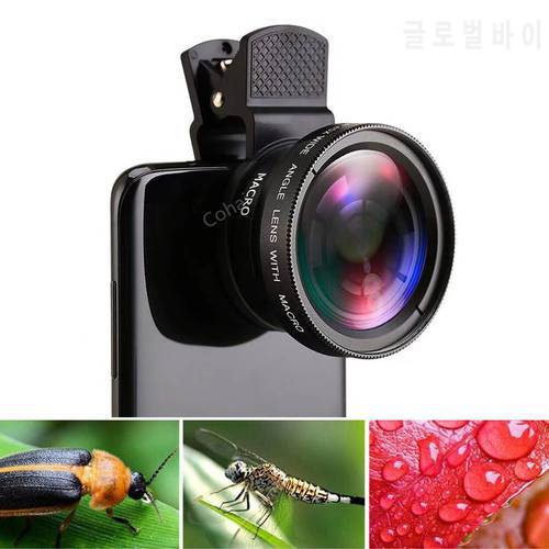 2 in 1 Phone Lens 0.45X Wide Angle Macro 12.5X Lens HD Mobile Phone Camera Lens For iPhone 8 7 6S Plus Xiaomi Samsung Universal