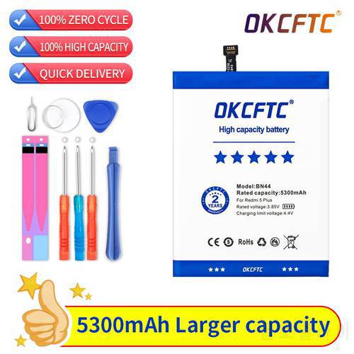 OKCFTC Original Phone BN44 For Xiaomi Redmi 5 Plus Replacement Battery 5300mAh WithFree Tools