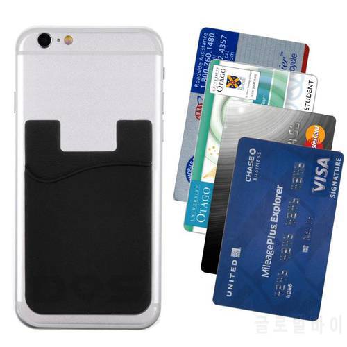 1PC Universal Phone Wallet Case Stick On ID Credit Card Holder Silicone Self-Adhesive Cellphone Pocket Sticker Card Bags Purse