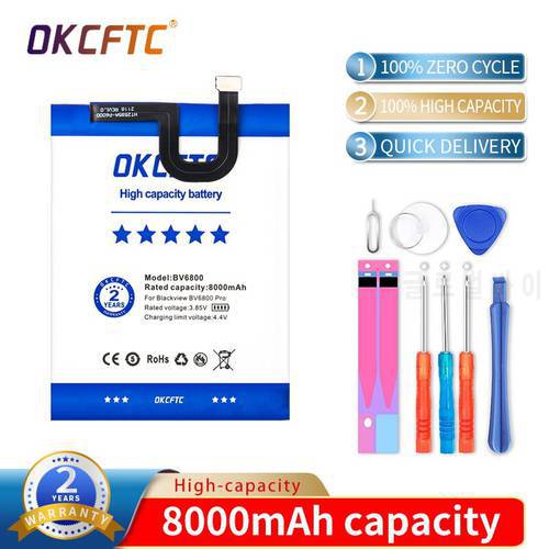 OKCFTC Original 8000mAh BV 6800 Battery For Blackview BV6800 Pro IP68 Waterproof MT6750T High Quality