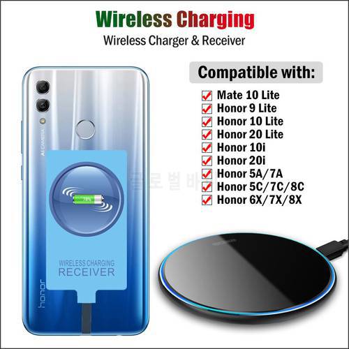Qi Wireless Charging for Huawei Honor 10i 20i 9 10 20 Lite 7A 7C 7X 8A 8C 8X Mate 10 Lite Wireless Charger & Micro USB Receiver